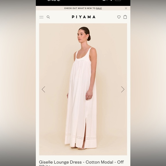NWT - Piyama Giselle Lounge Dress Cotton Modal Off White (sold out on piyama!) - Picture 5 of 7